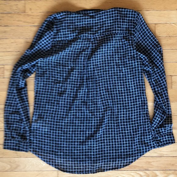 Women's Banana Republic Windowpane Checked Print Sheer Blouse - Picture 3 of 7